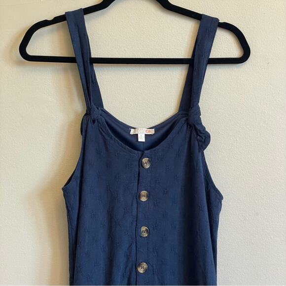 Gianni Bini S Navy Blue romper button down summer vacation bow tie square - Picture 2 of 7